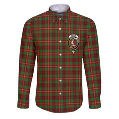 Clan Ainslie Tartan Long Sleeve Button Shirt Crest And Plaid Basic Style