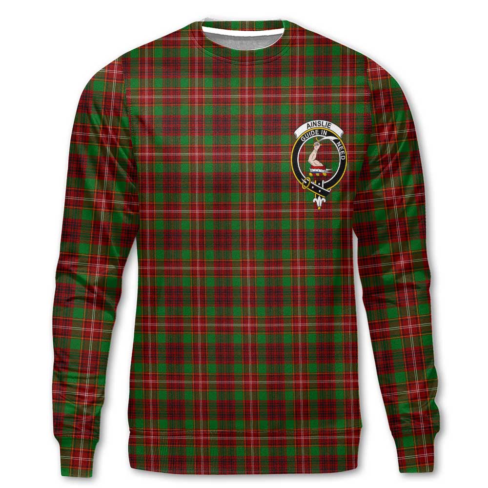 Clan Ainslie Tartan Women Sweatshirt Crest And Plaid Basic Style