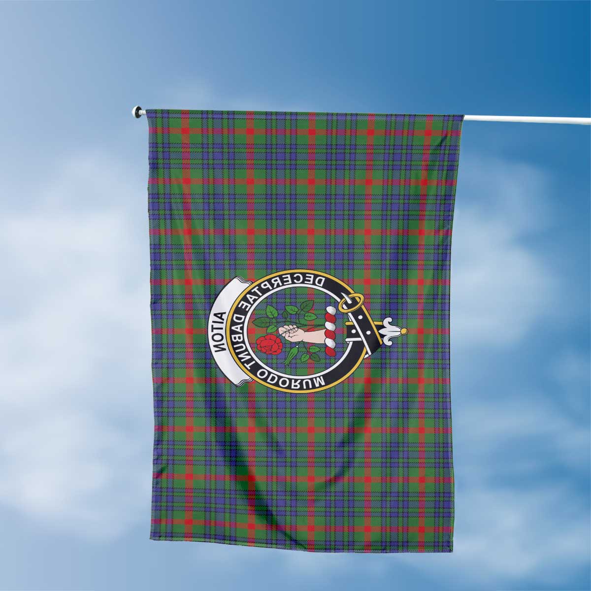 Clan Aiton Tartan Flag Crest And Plaid Basic Style