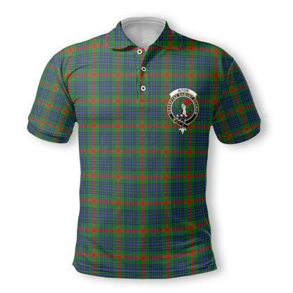 Clan Aiton Tartan Golf Men Polo Shirt Crest And Plaid Basic Style