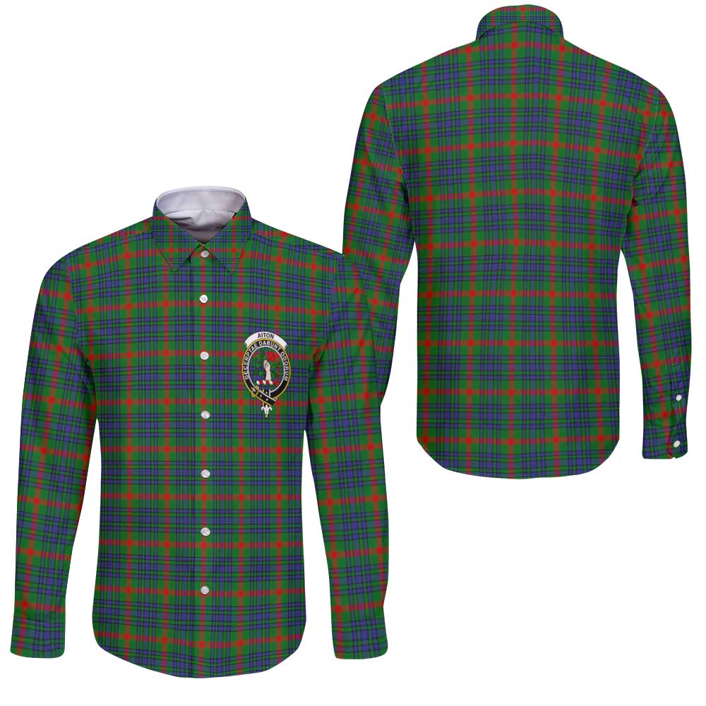 Clan Aiton Tartan Long Sleeve Button Shirt Crest And Plaid Basic Style