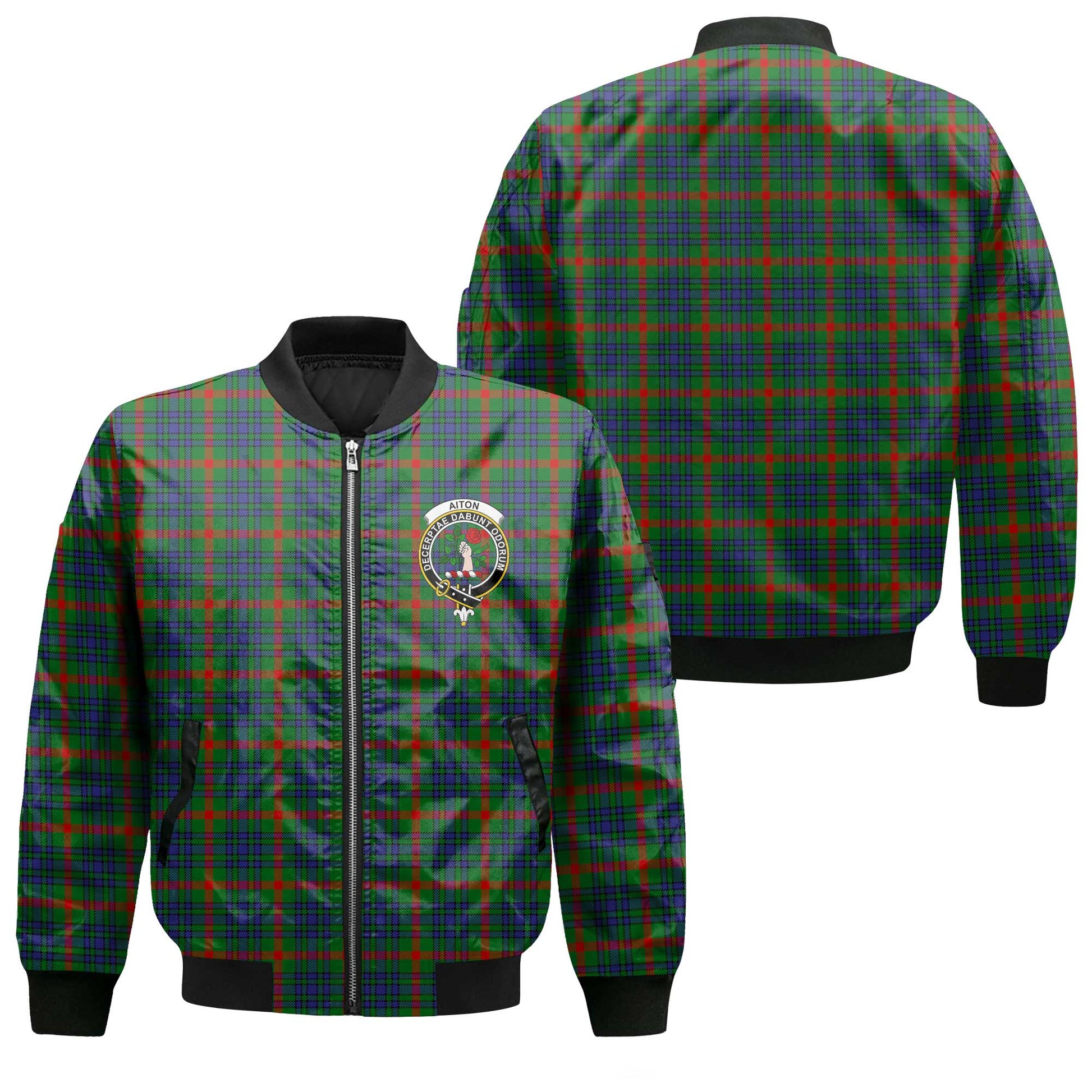 Clan Aiton Tartan Men Bomber Jacket Crest And Plaid Basic Style