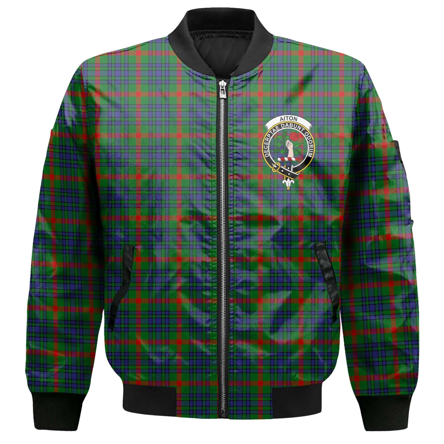 Clan Aiton Tartan Men Bomber Jacket Crest And Plaid Basic Style