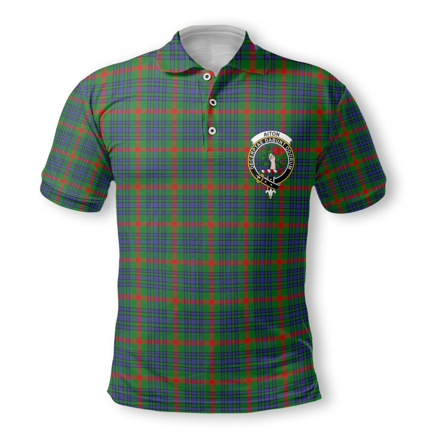 Clan Aiton Tartan Men Polo Shirt Crest And Plaid Basic Style