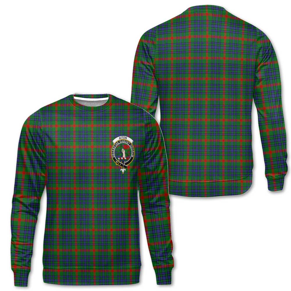 Clan Aiton Tartan Men Sweatshirt Crest And Plaid Basic Style