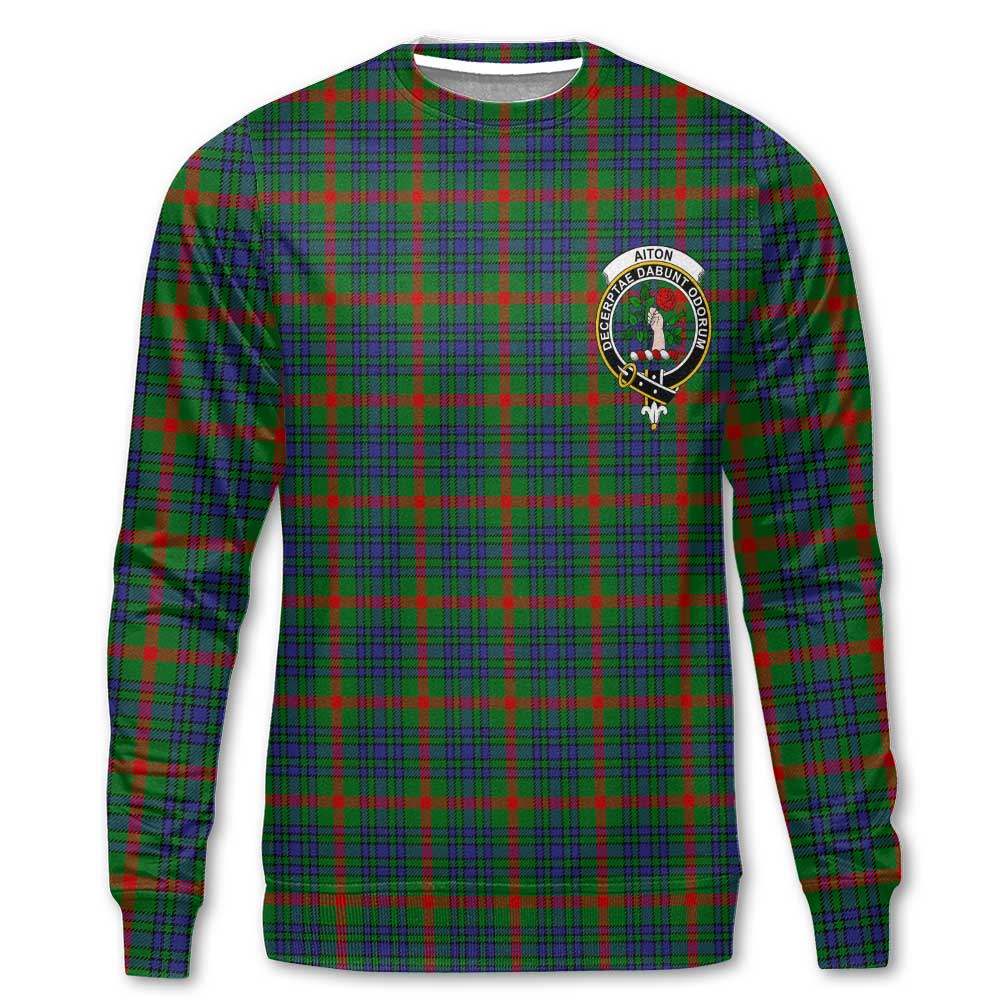 Clan Aiton Tartan Men Sweatshirt Crest And Plaid Basic Style