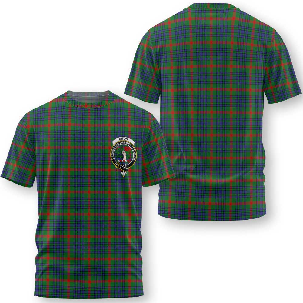 Clan Aiton Tartan Men T Shirt Crest And Plaid Basic Style