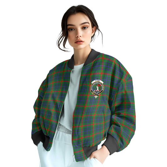 Clan Aiton Tartan Women Bomber Jacket Crest And Plaid Basic Style