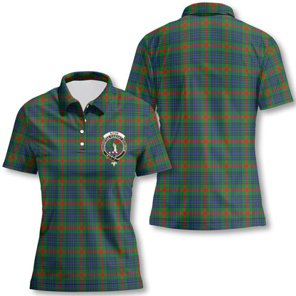 Clan Aiton Tartan Women Polo Shirt Crest And Plaid Basic Style