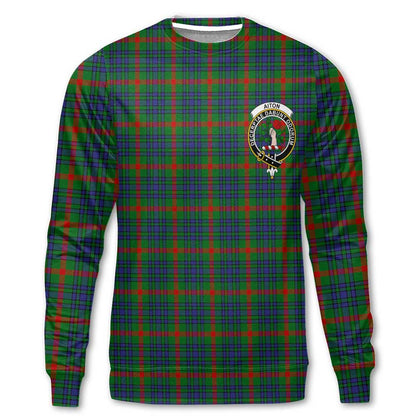 Clan Aiton Tartan Women Sweatshirt Crest And Plaid Basic Style