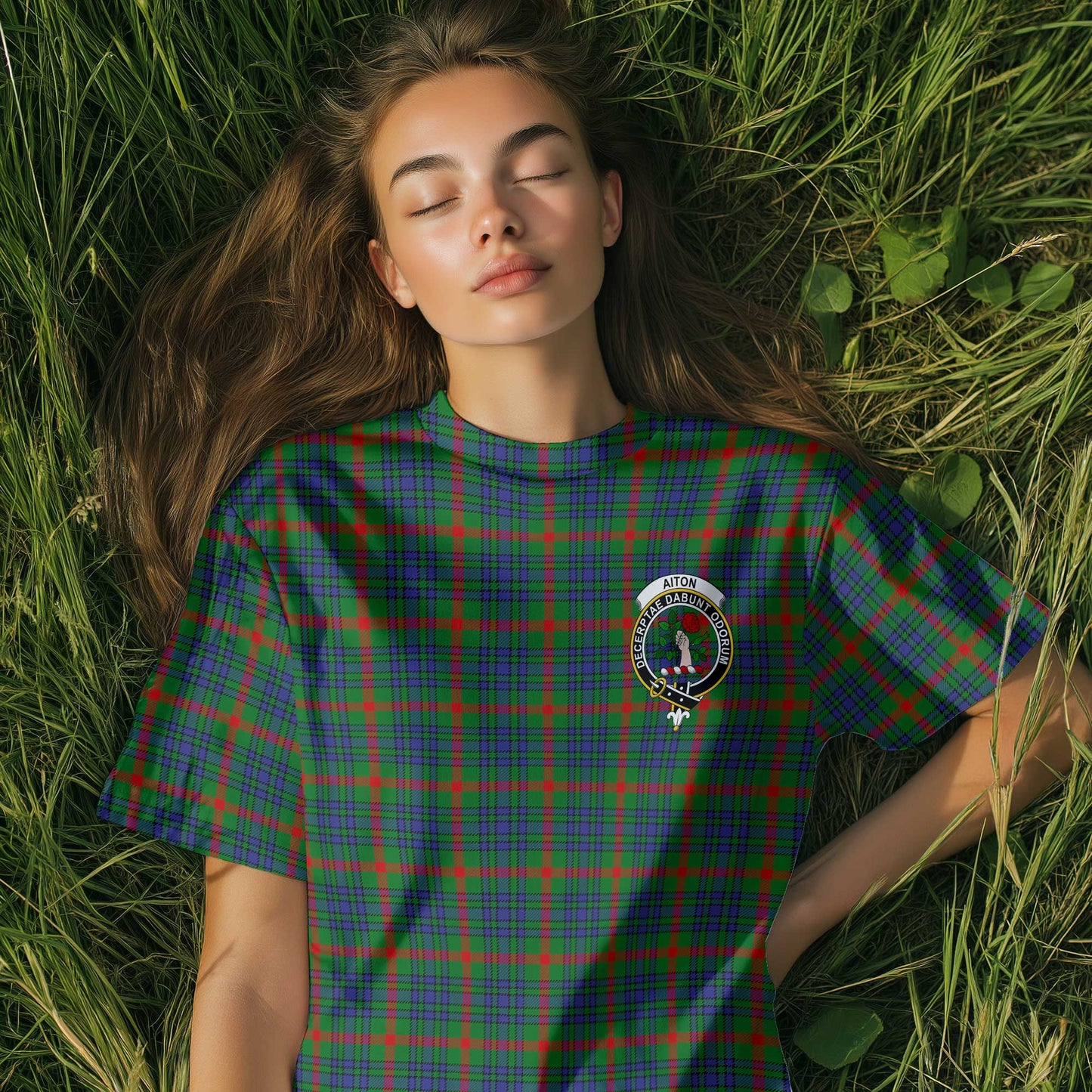 Clan Aiton Tartan Women T Shirt Crest And Plaid Basic Style