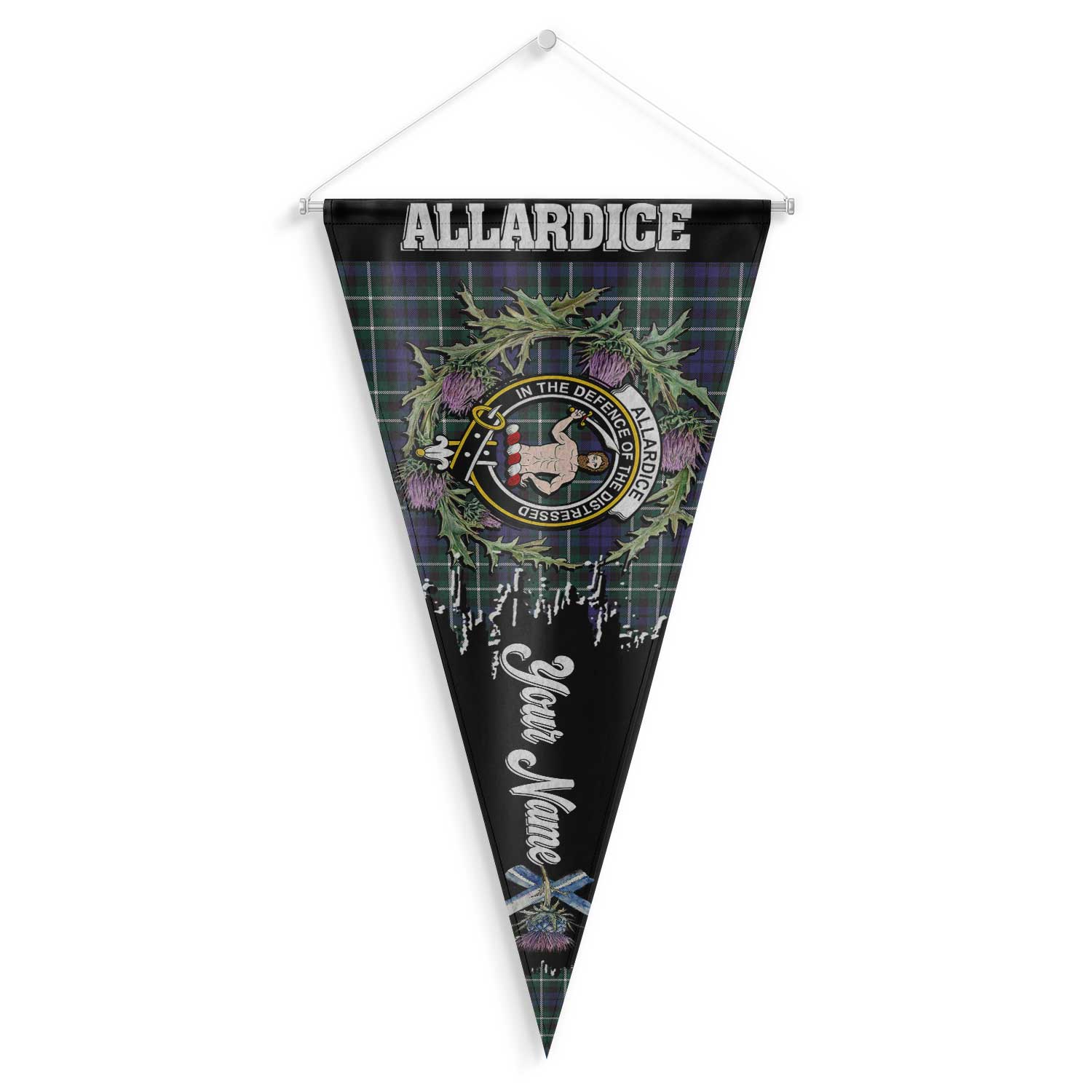 Clan Allardice Tartan Felt Pennant Crest And Plaid Basic Style