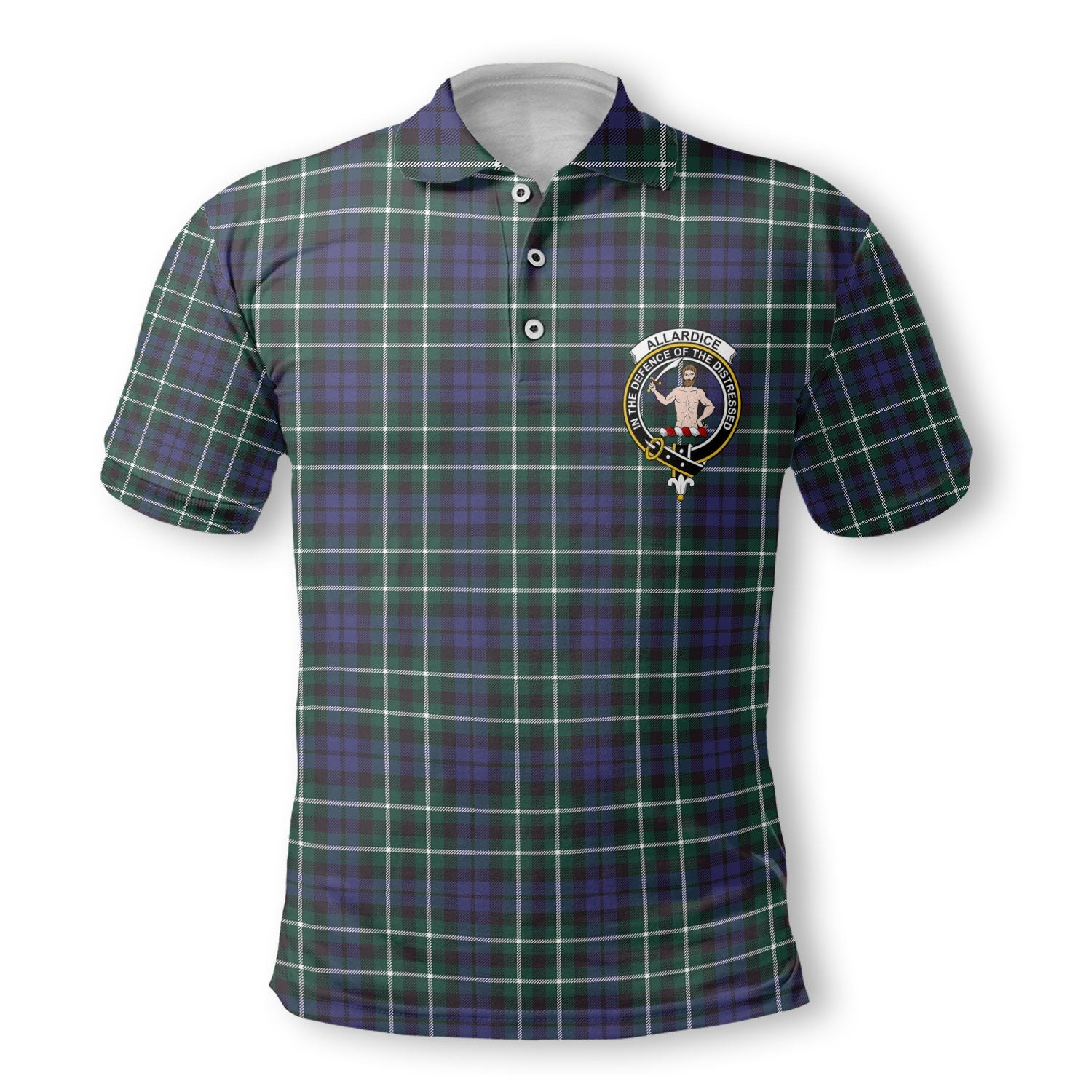 Clan Allardice Tartan Golf Men Polo Shirt Crest And Plaid Basic Style