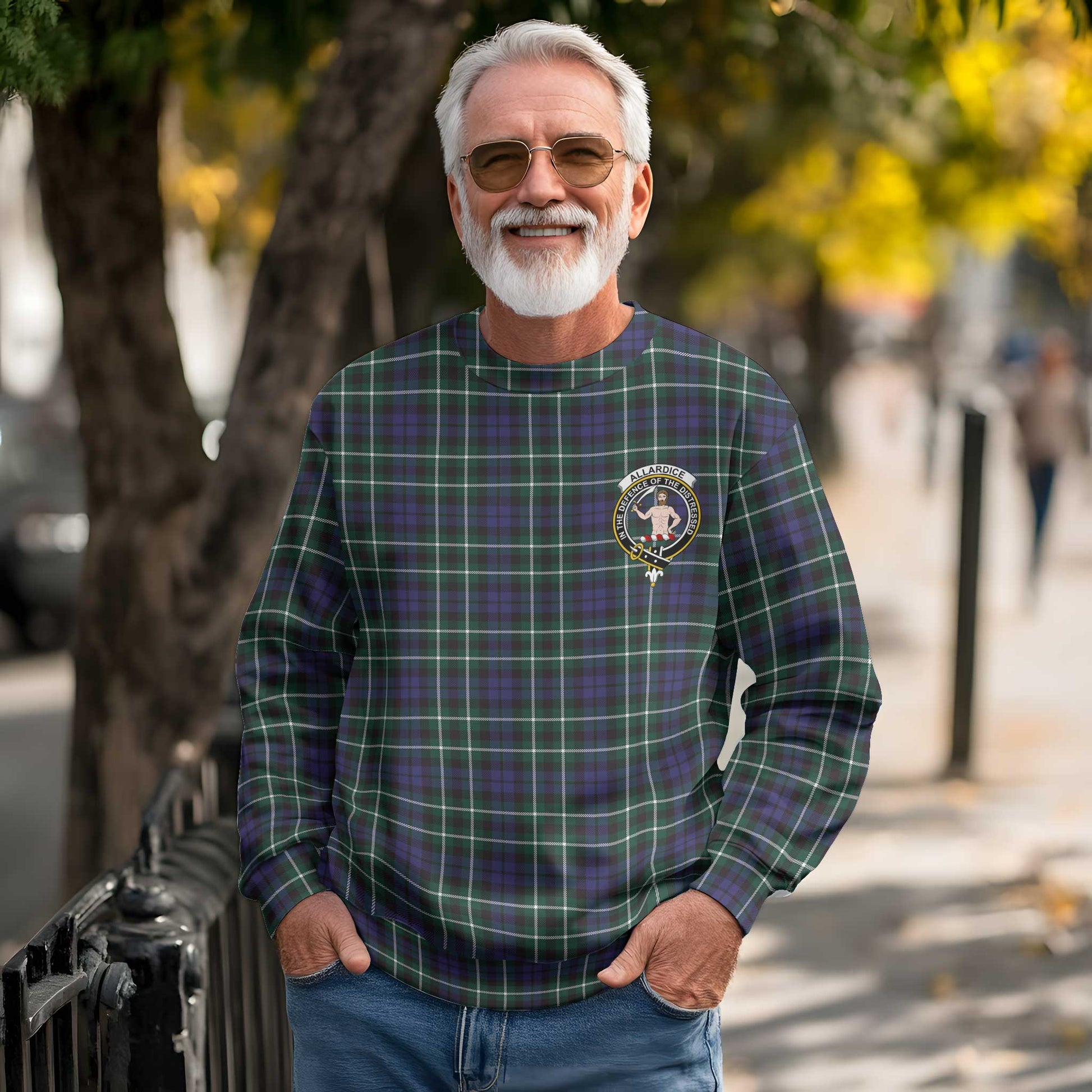 Clan Allardice Tartan Men Sweatshirt Crest And Plaid Basic Style