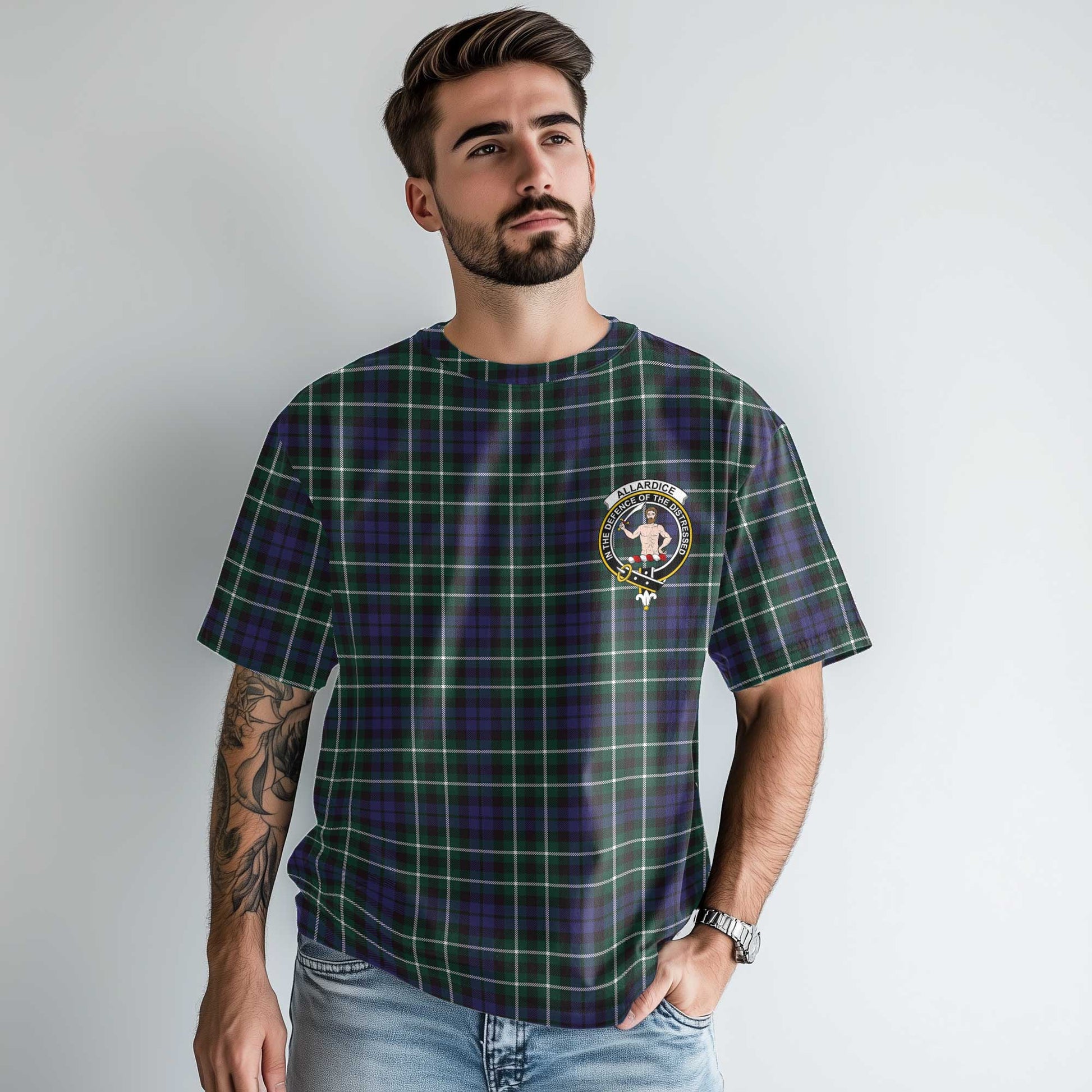 Clan Allardice Tartan Men T Shirt Crest And Plaid Basic Style