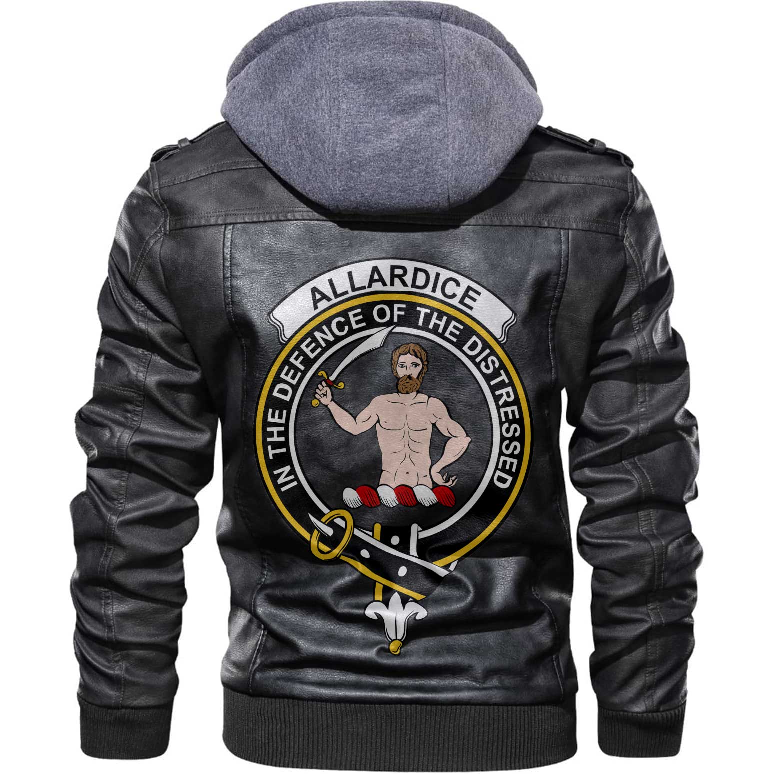 Clan Allardice Tartan Zip Leather Jacket Crest And Plaid Basic Style