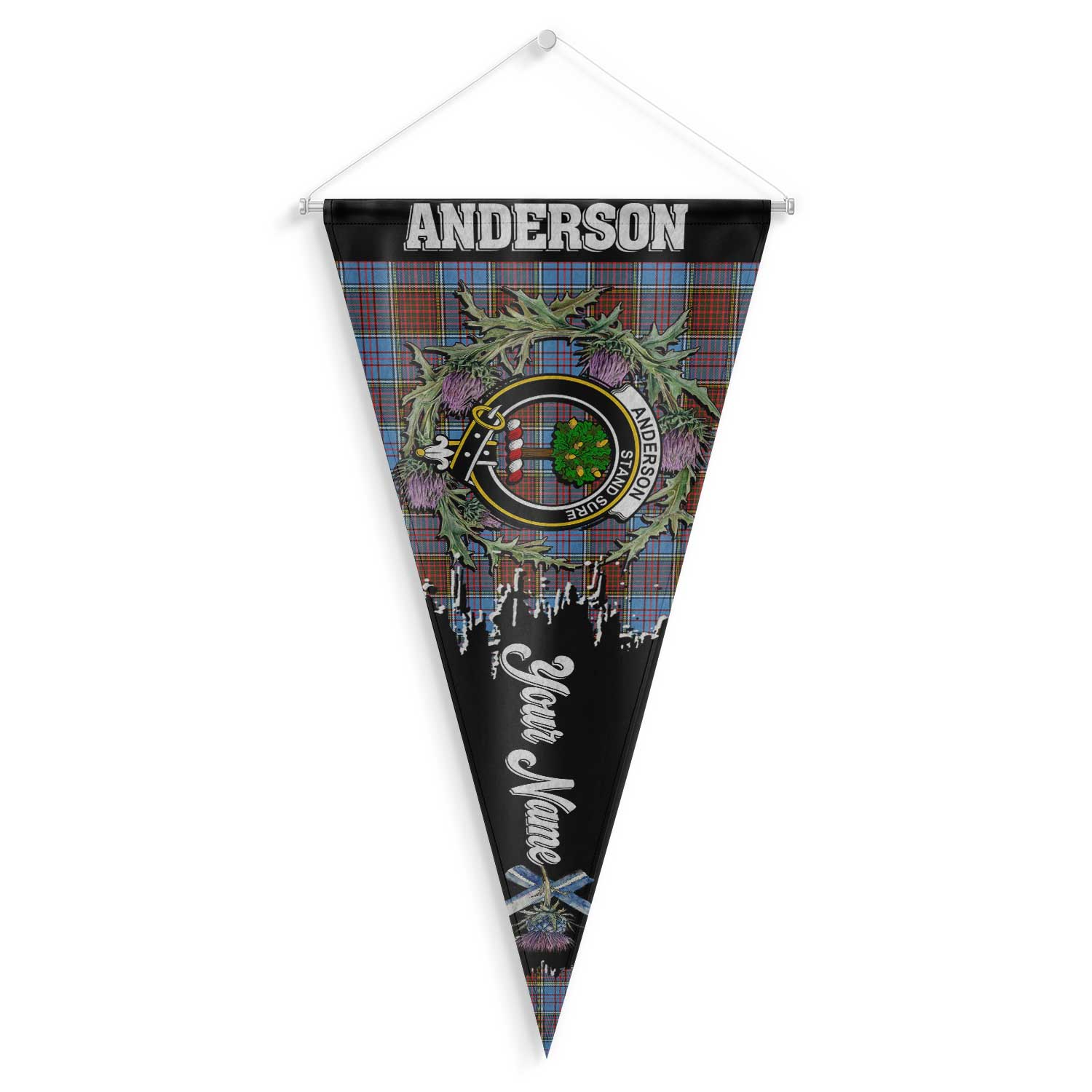 Clan Anderson Tartan Felt Pennant Crest And Plaid Basic Style