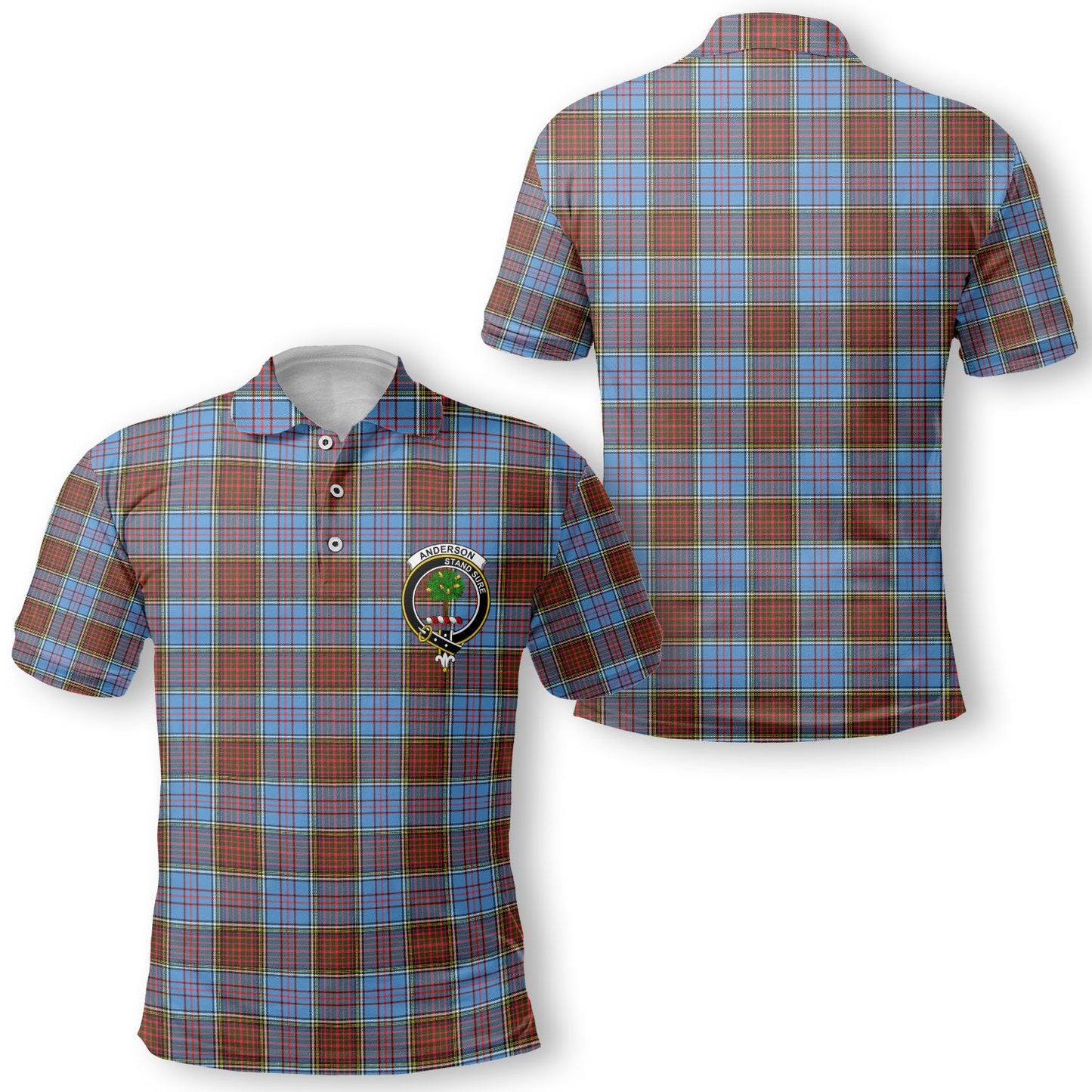 Clan Anderson Golf Men Polo Shirt Crest And Plaid Basic Style