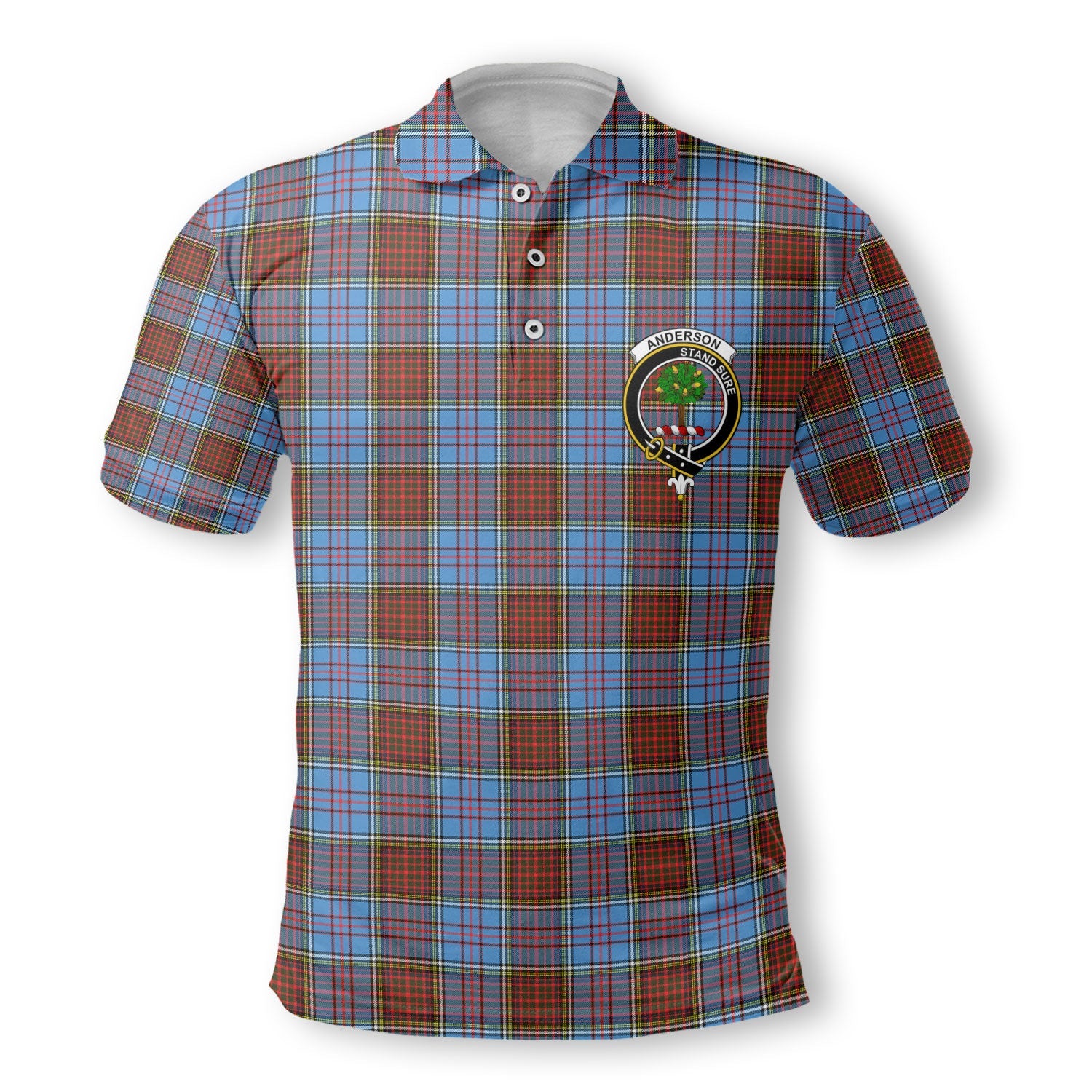 Clan Anderson Golf Men Polo Shirt Crest And Plaid Basic Style