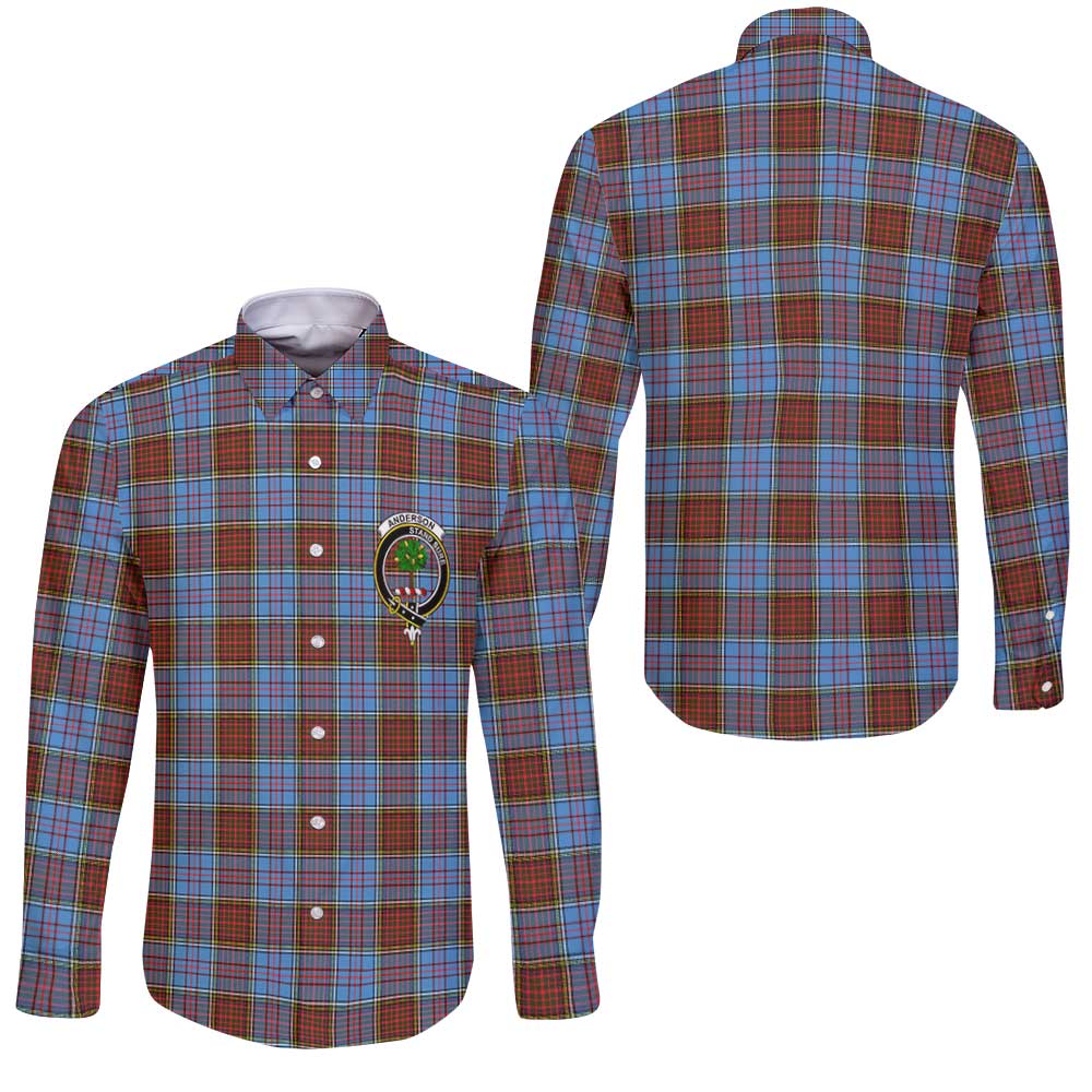 Clan Anderson Tartan Long Sleeve Button Shirt Crest And Plaid Basic Style