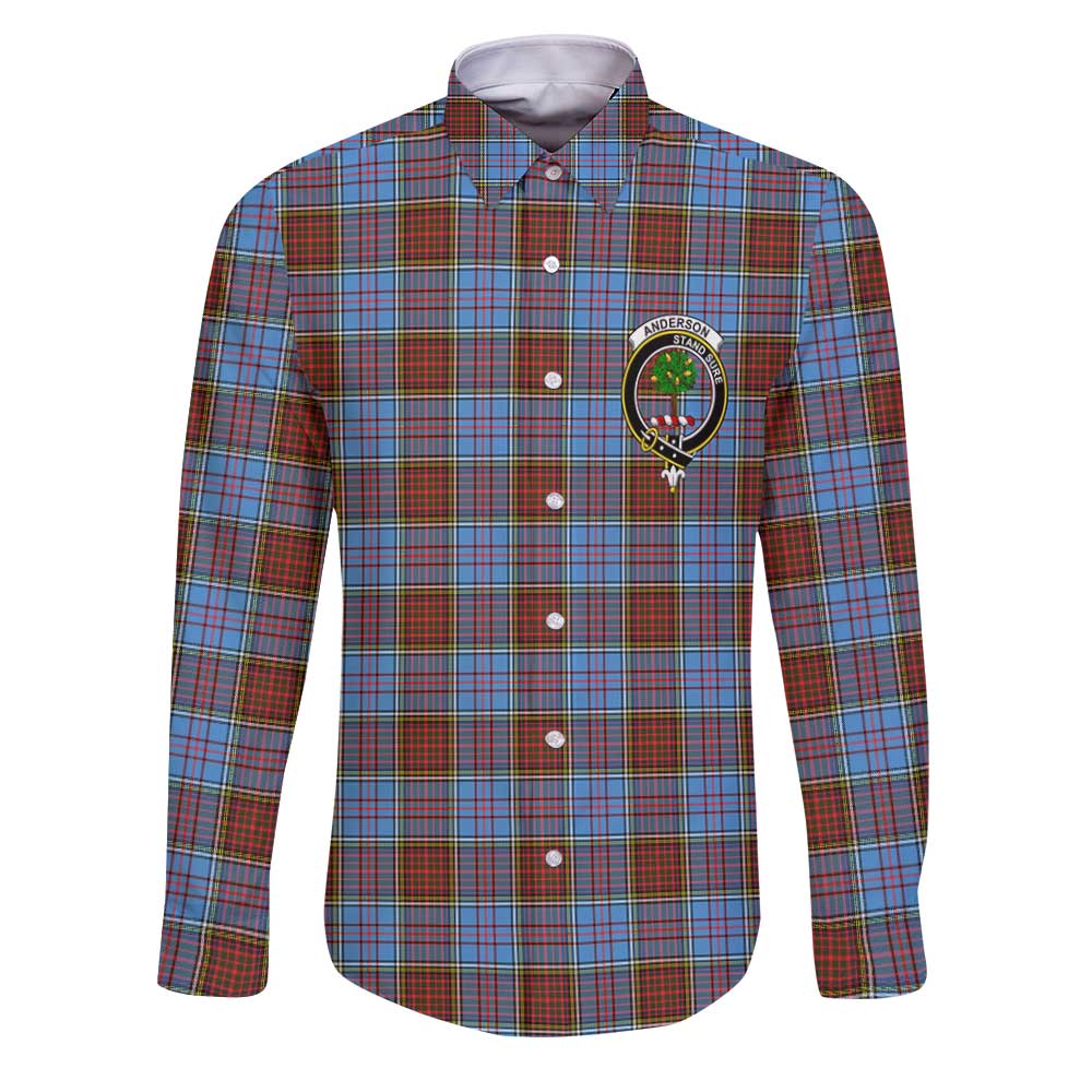 Clan Anderson Tartan Long Sleeve Button Shirt Crest And Plaid Basic Style