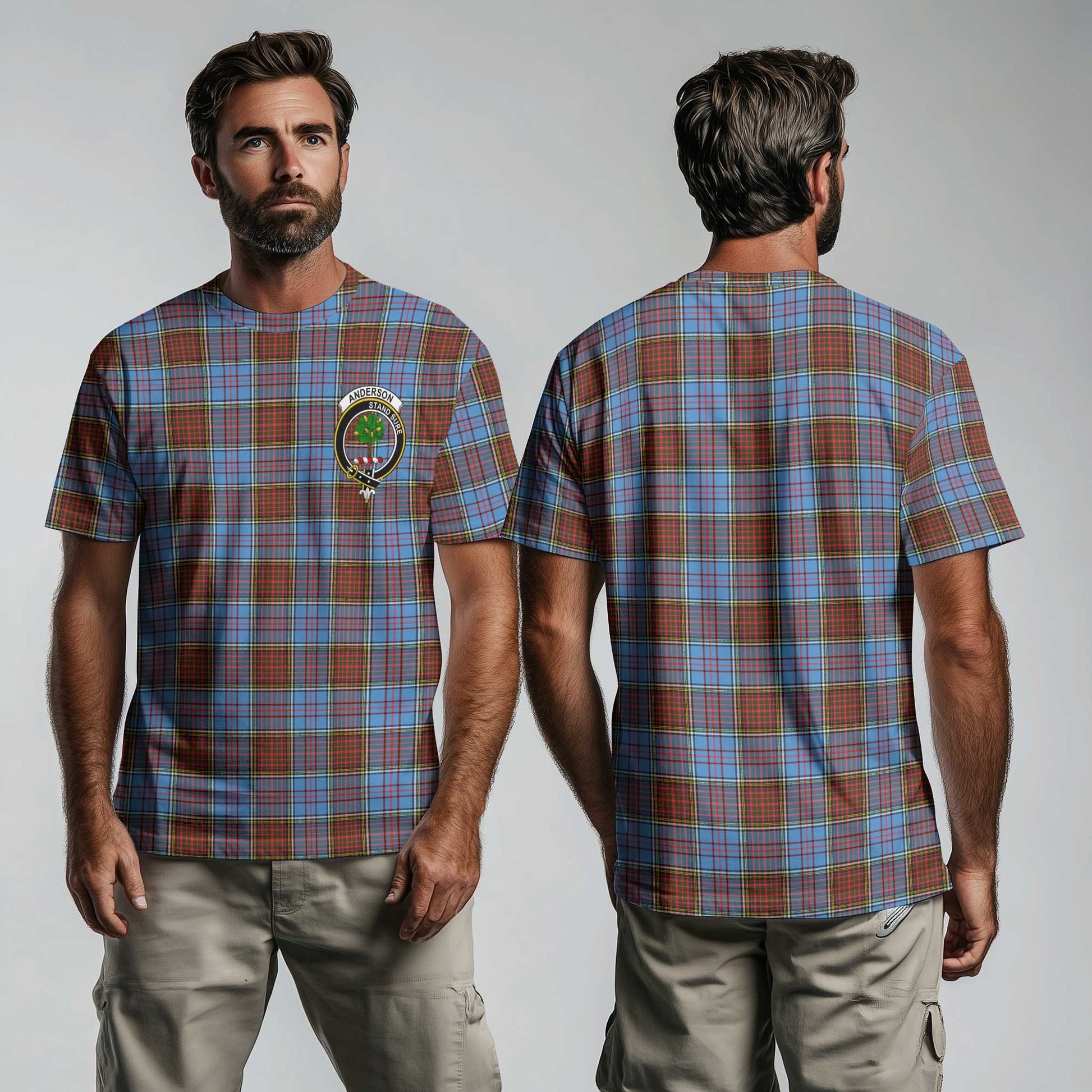 Clan Anderson Tartan Men T Shirt Crest And Plaid Basic Style