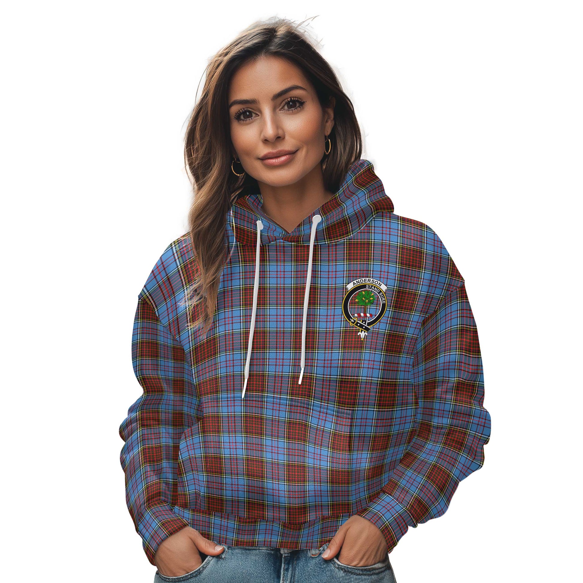 Clan Anderson Tartan Women Hoodie Crest And Plaid Basic Style