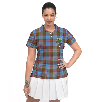 Clan Anderson Women Polo Shirt Crest And Plaid Basic Style