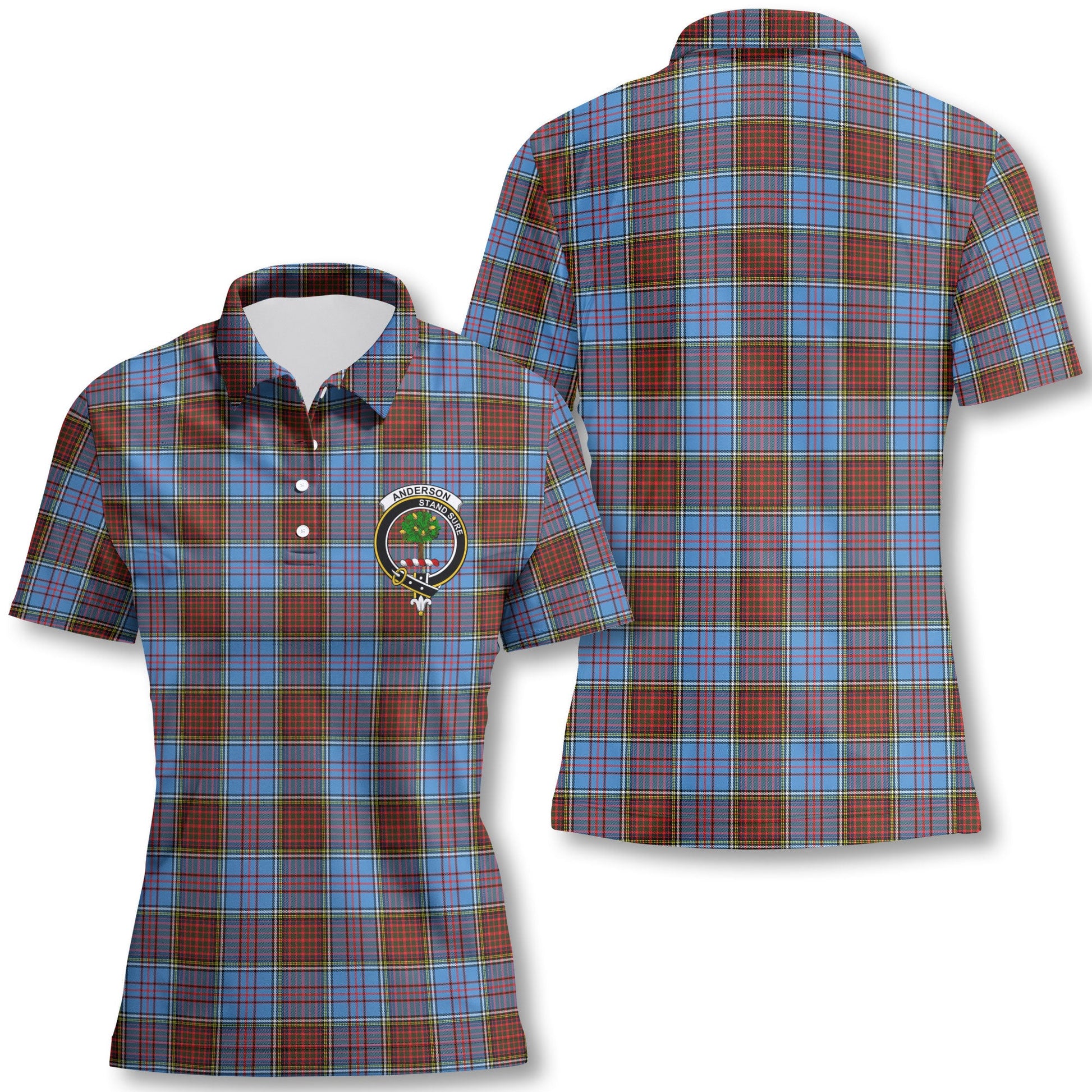 Clan Anderson Women Polo Shirt Crest And Plaid Basic Style