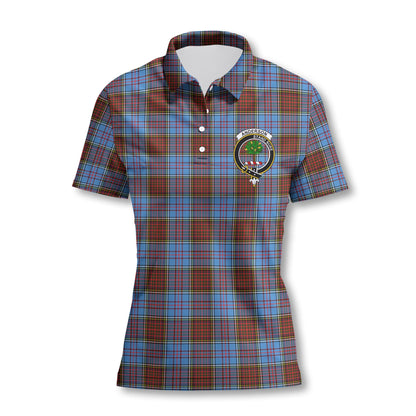 Clan Anderson Women Polo Shirt Crest And Plaid Basic Style