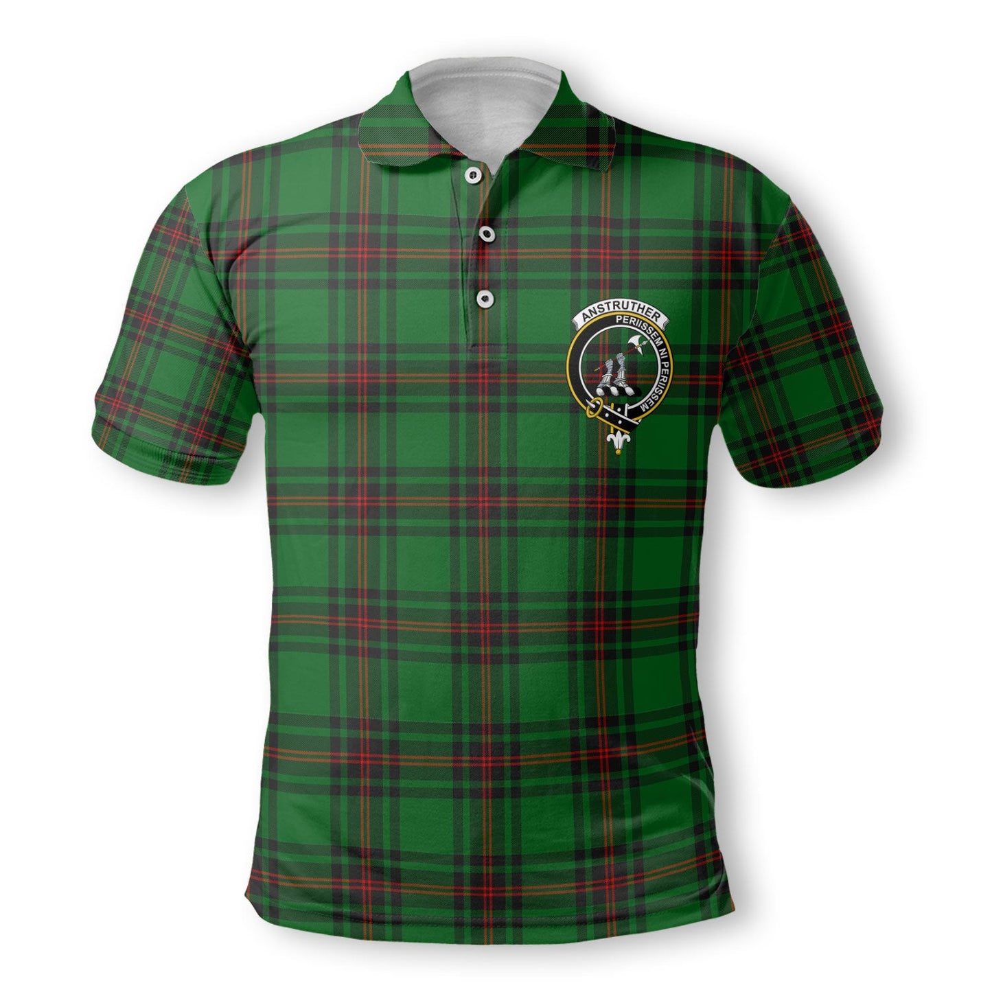 Clan Anstruther Tartan Golf Men Polo Shirt Crest And Plaid Basic Style