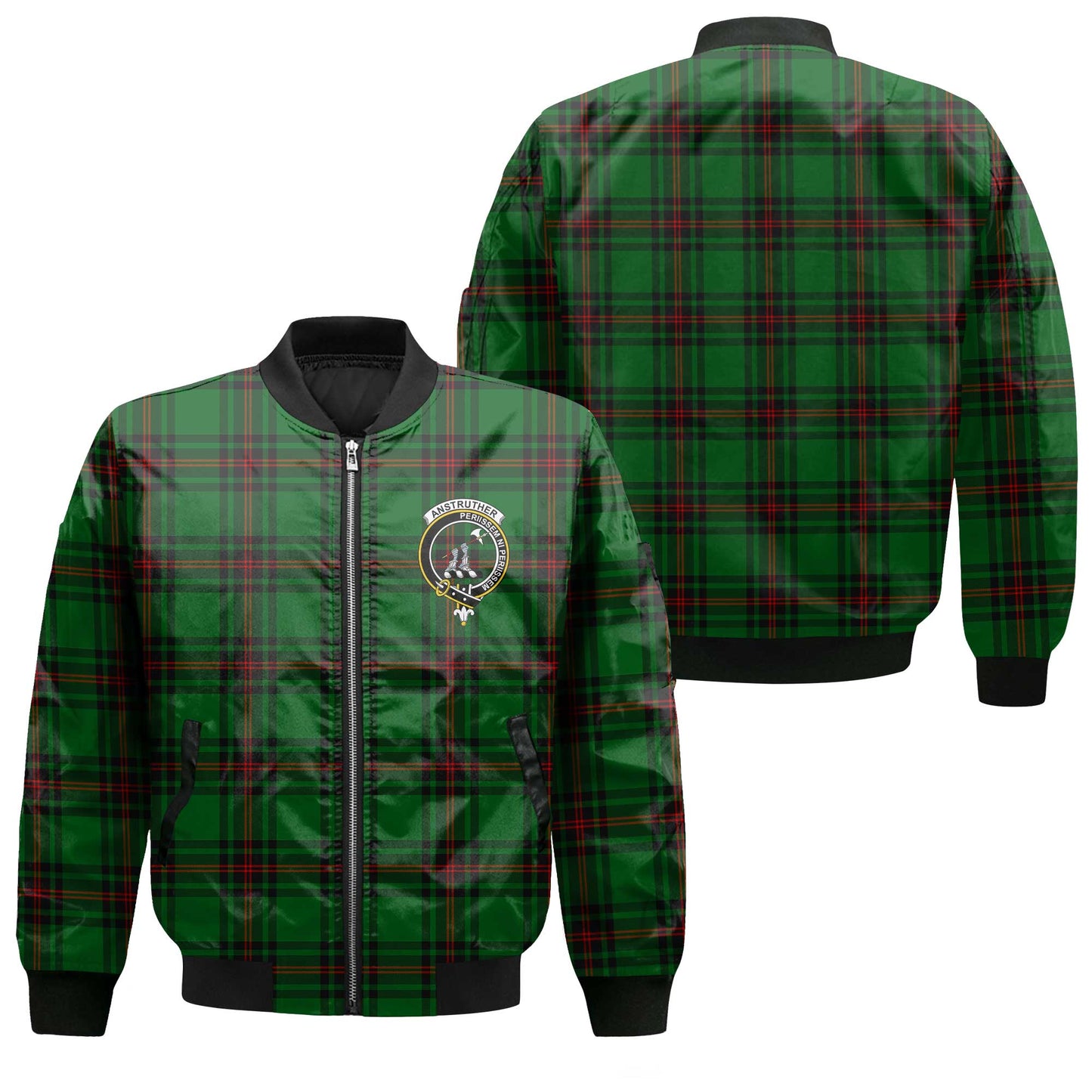 Clan Anstruther Tartan Men Bomber Jacket Crest And Plaid Basic Style