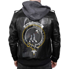 Clan Anstruther Tartan Zip Leather Jacket Crest And Plaid Basic Style