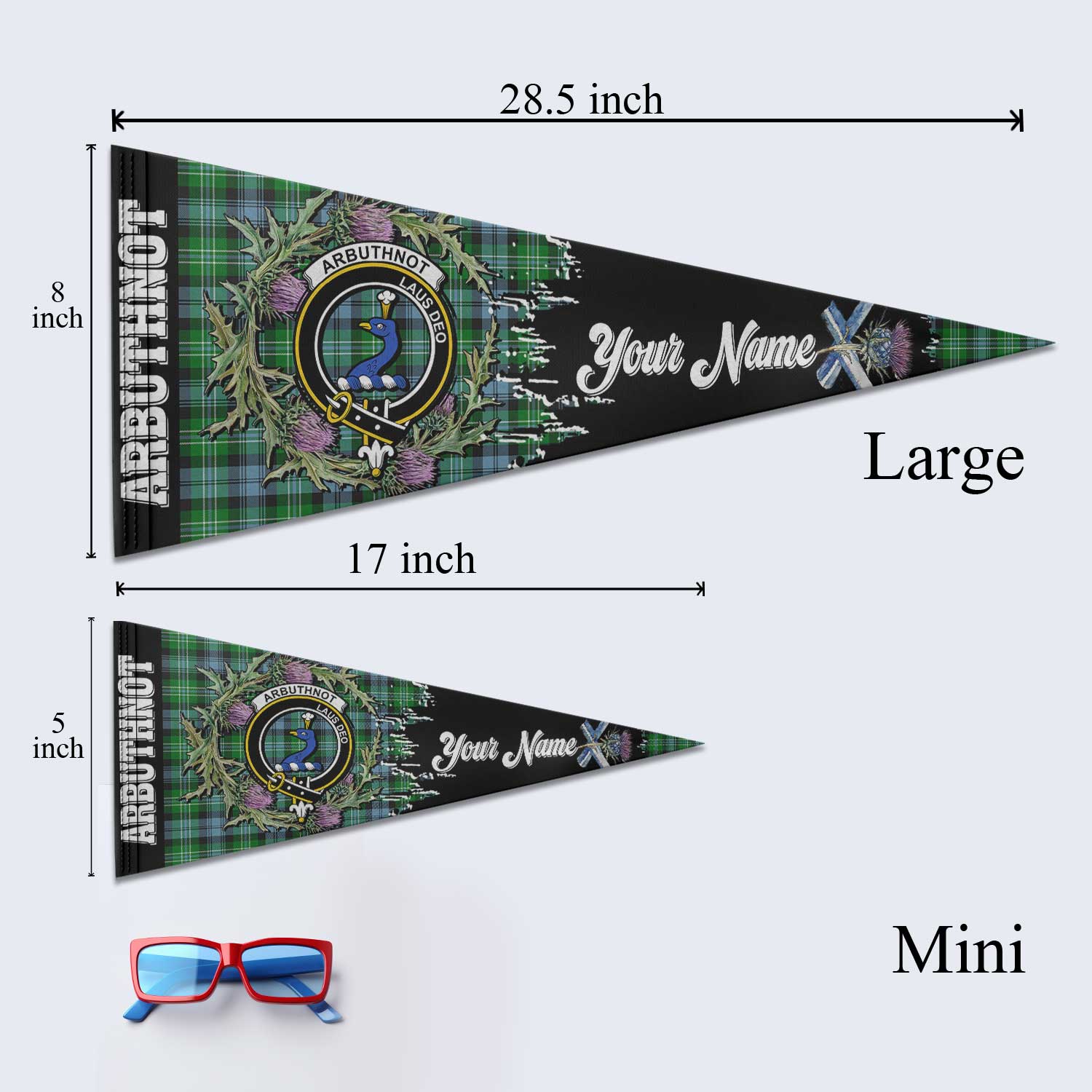 Clan Arbuthnot Tartan Felt Pennant Crest And Plaid Basic Style