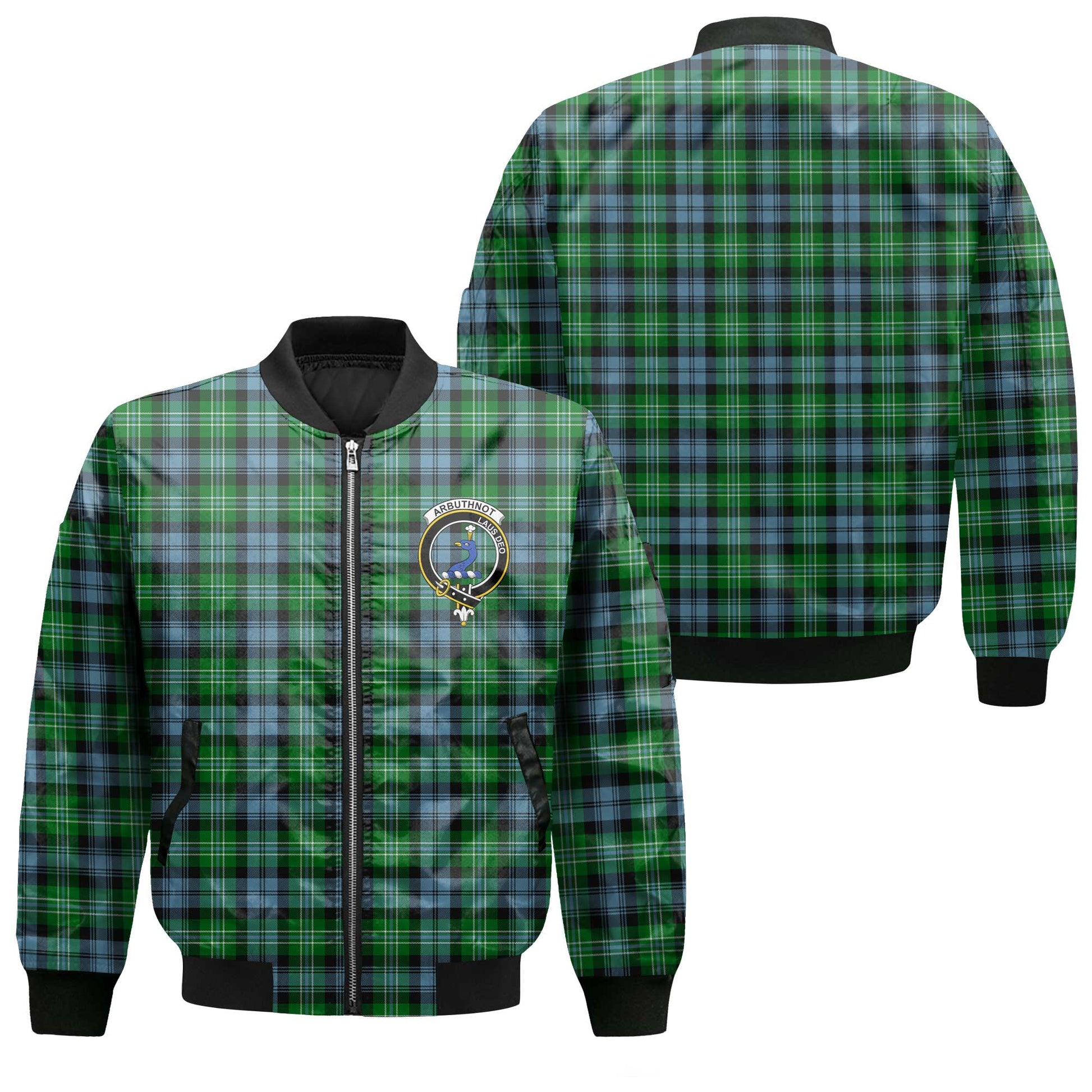 Clan Arbuthnot Tartan Men Bomber Jacket Crest And Plaid Basic Style