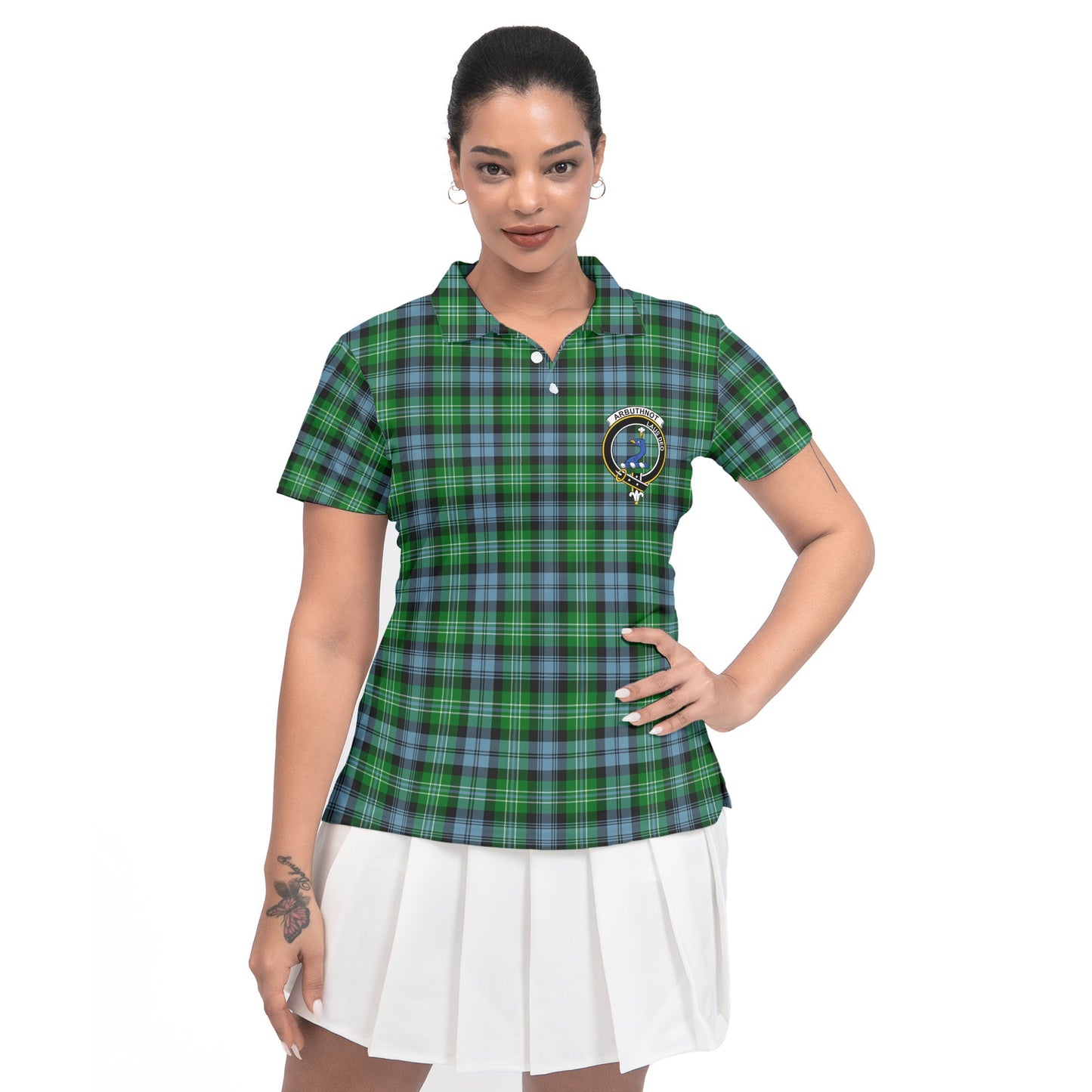 Clan Arbuthnot Tartan Women Polo Shirt Crest And Plaid Basic Style