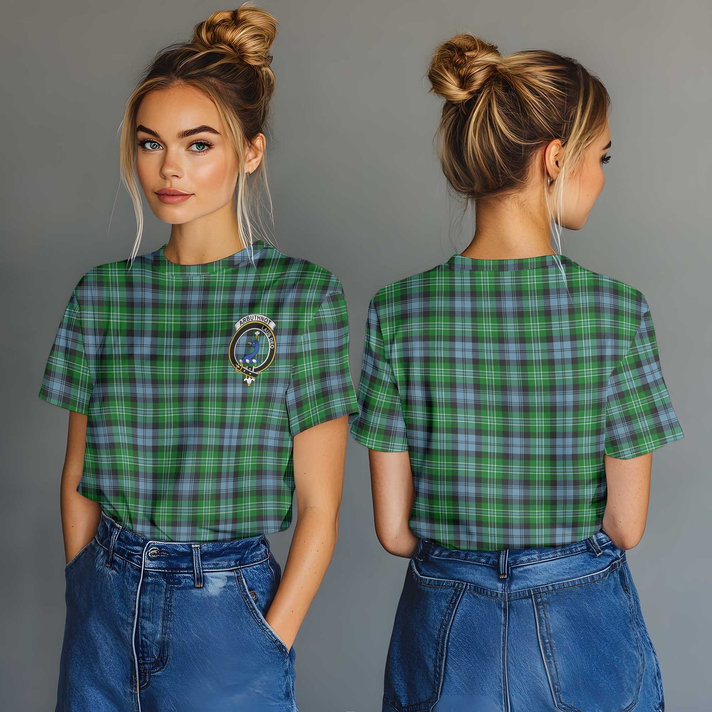 Clan Arbuthnot Tartan Women T Shirt Crest And Plaid Basic Style