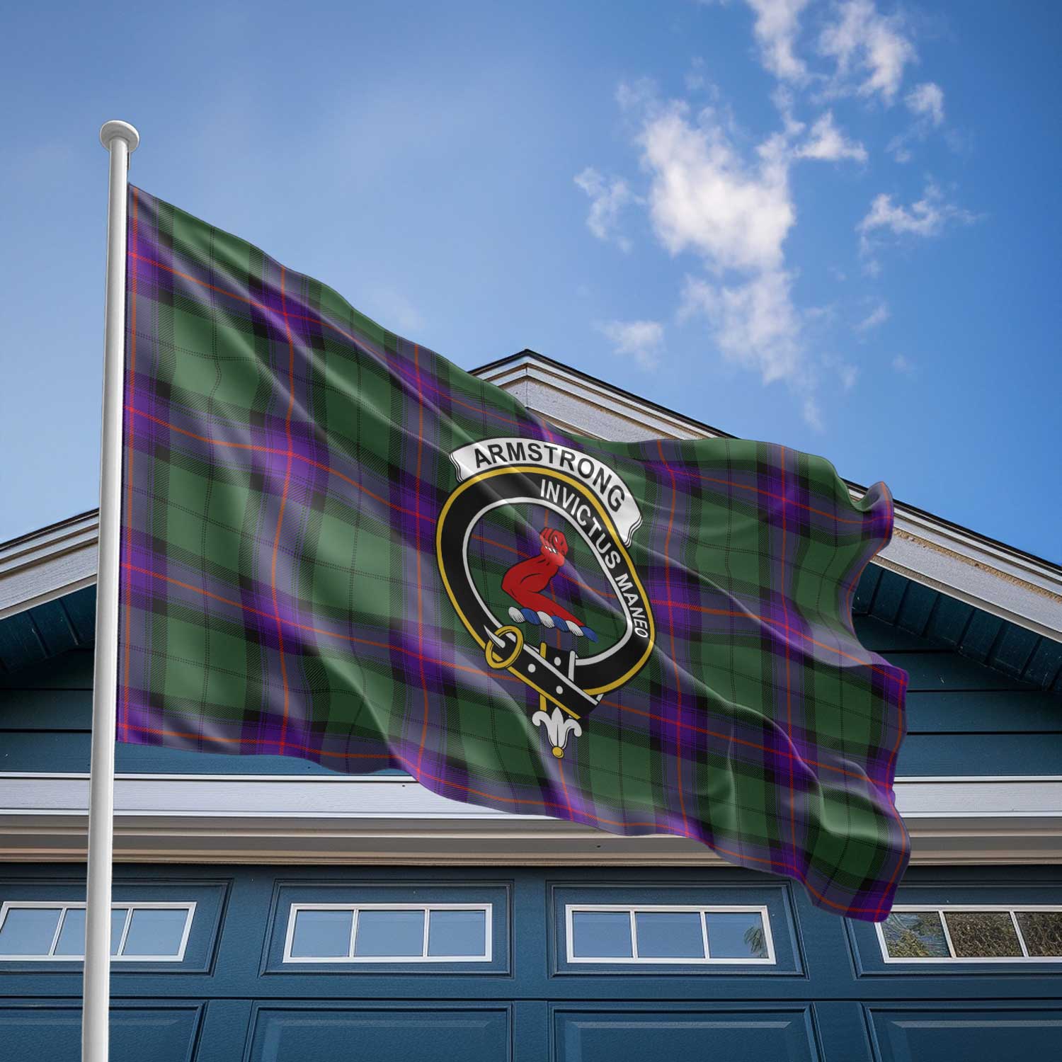 Clan Armstrong Tartan Flag Crest And Plaid Basic Style