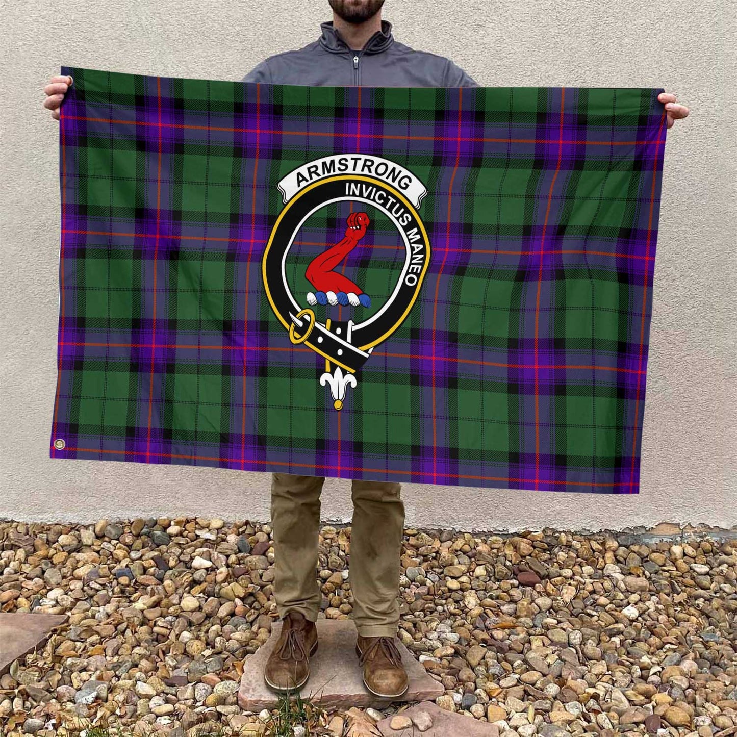 Clan Armstrong Tartan Flag Crest And Plaid Basic Style