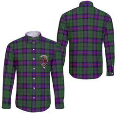 Clan Armstrong Tartan Long Sleeve Button Shirt Crest And Plaid Basic Style