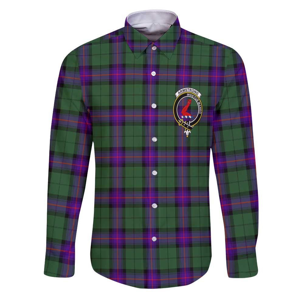 Clan Armstrong Tartan Long Sleeve Button Shirt Crest And Plaid Basic Style