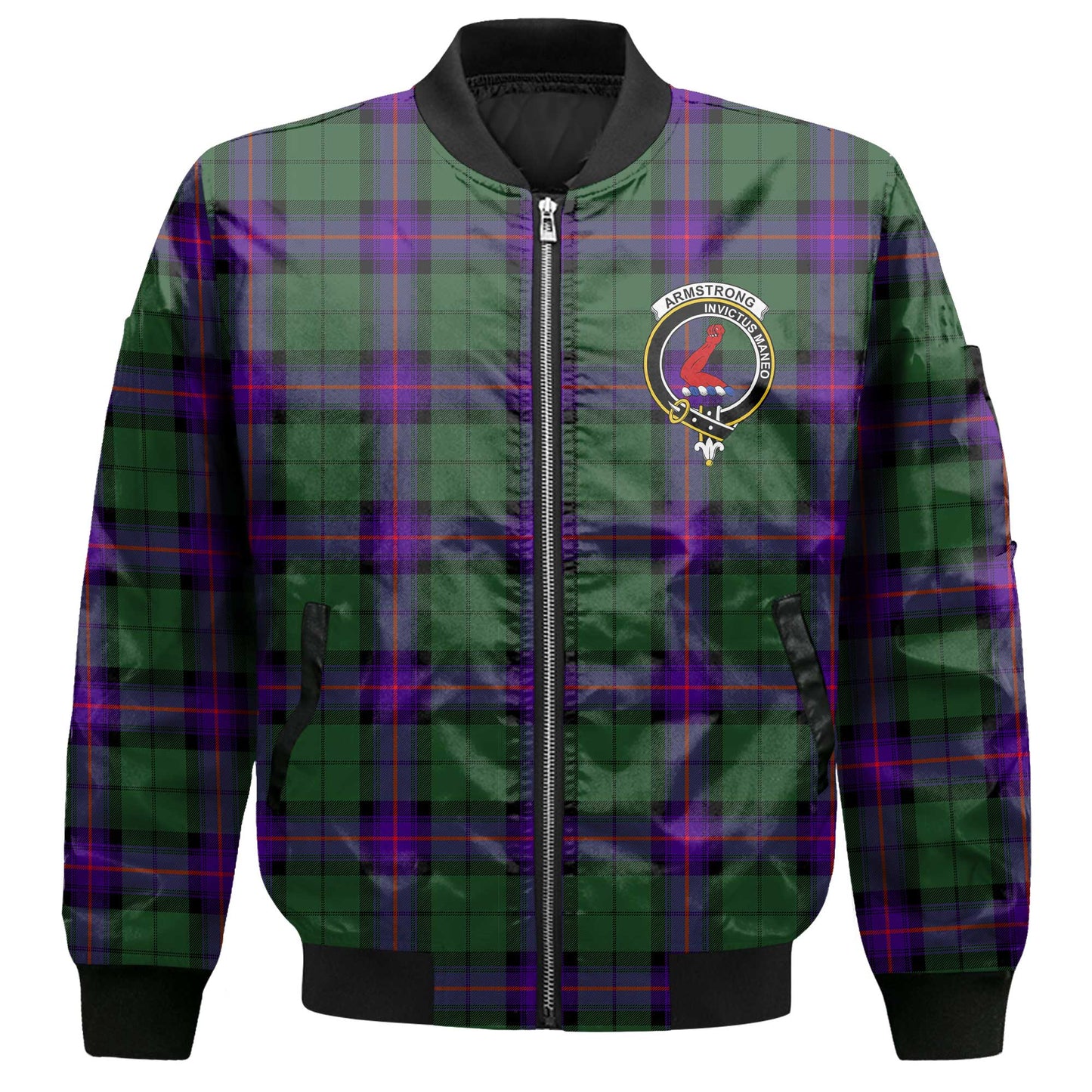 Clan Armstrong Tartan Men Bomber Jacket Crest And Plaid Basic Style