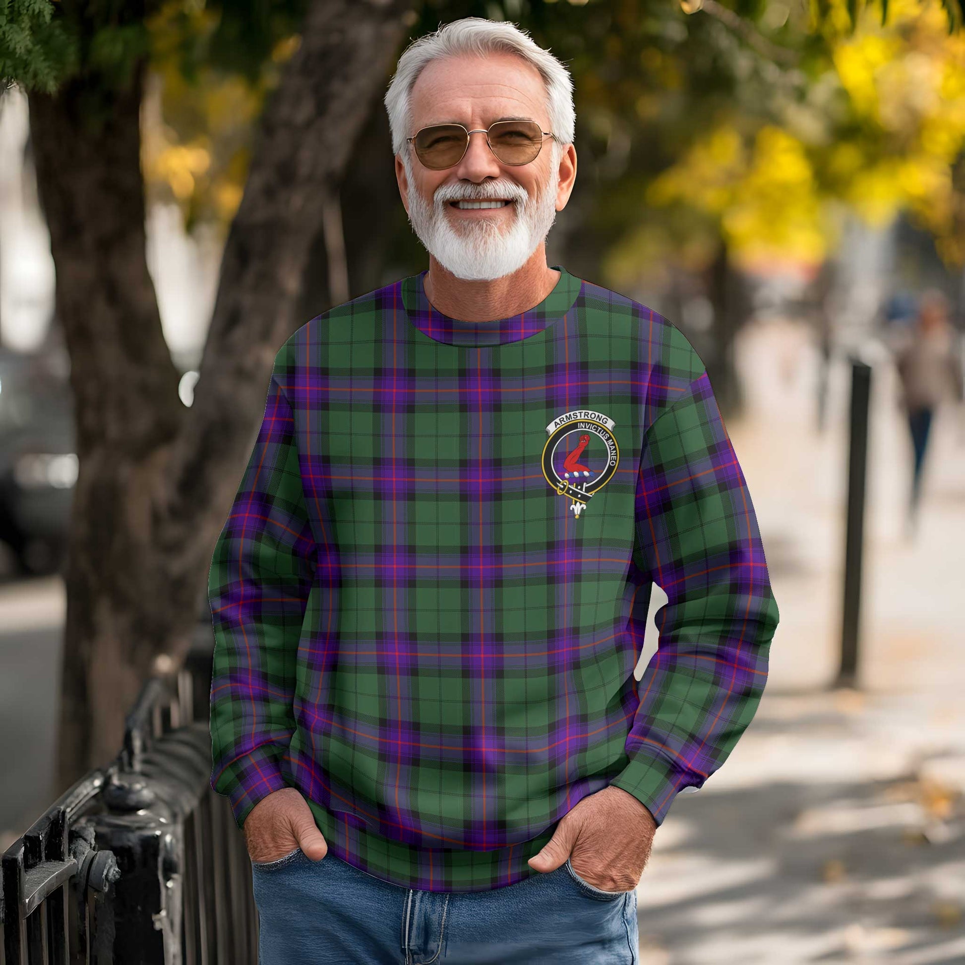 Clan Armstrong Tartan Men Sweatshirt Crest And Plaid Basic Style