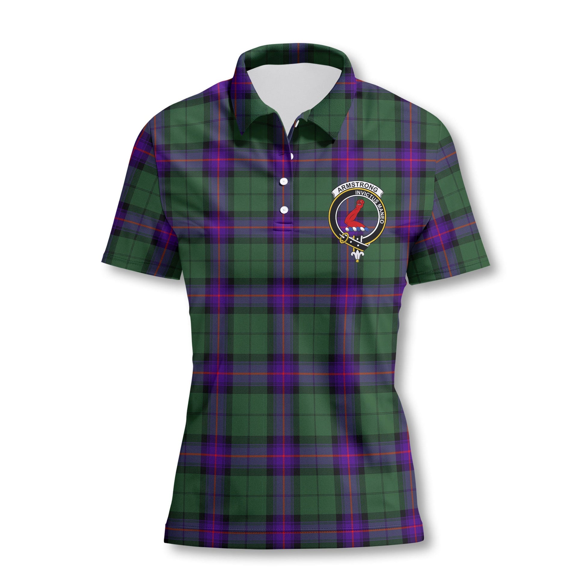 Clan Armstrong Tartan Women Polo Shirt Crest And Plaid Basic Style