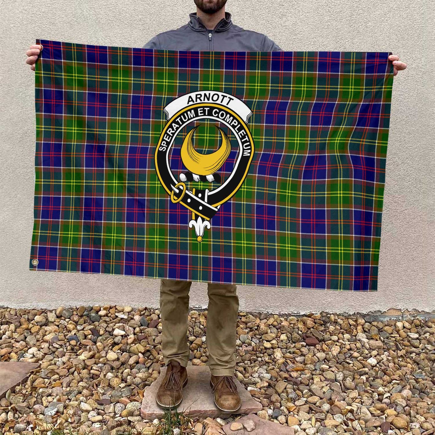 Clan Arnott Tartan Flag Crest And Plaid Basic Style