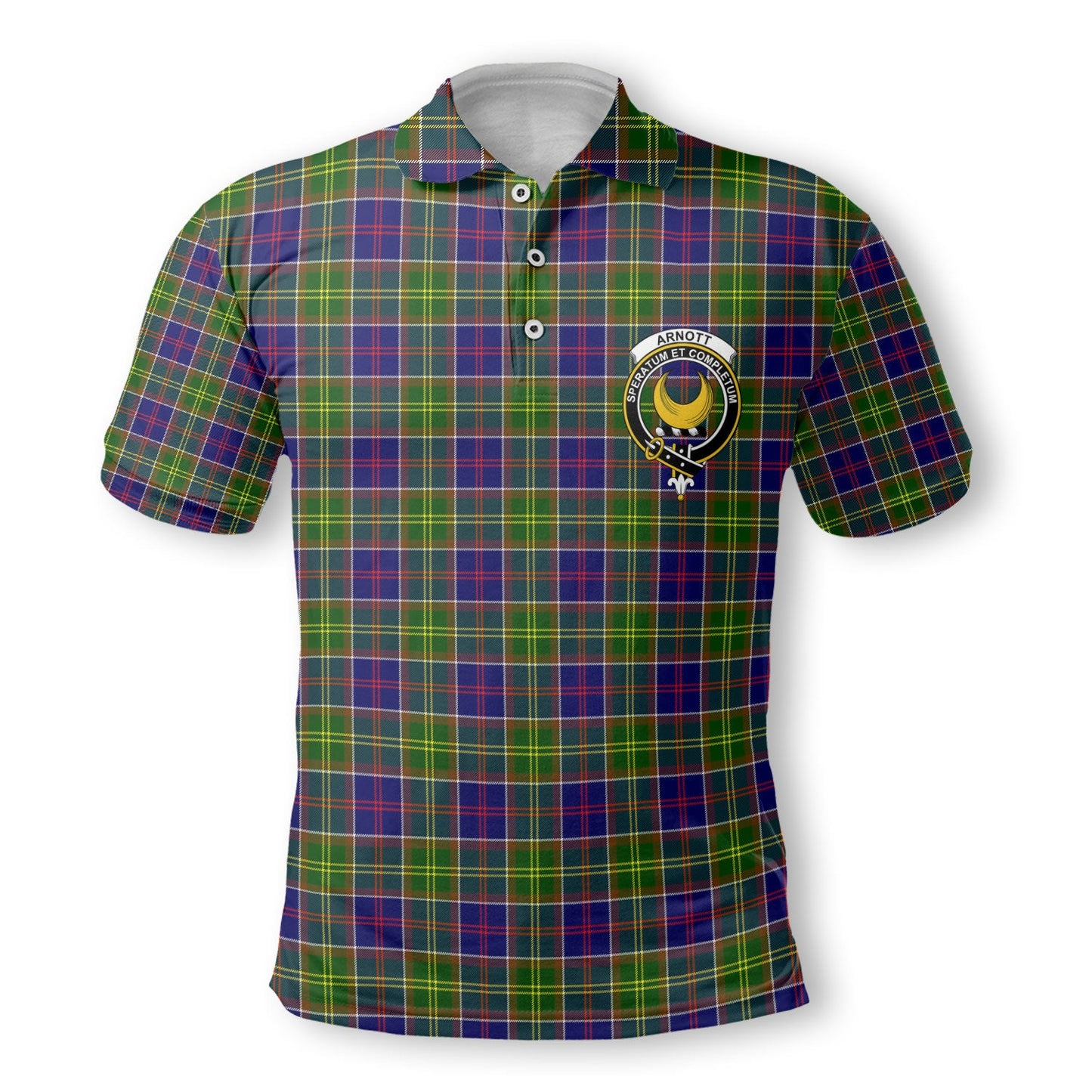 Clan Arnott Tartan Golf Men Polo Shirt Crest And Plaid Basic Style