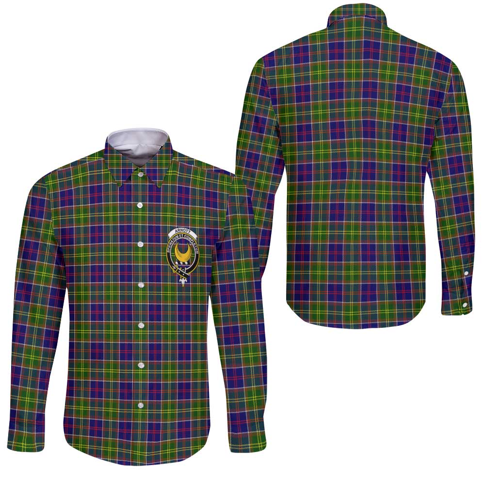 Clan Arnott Tartan Long Sleeve Button Shirt Crest And Plaid Basic Style
