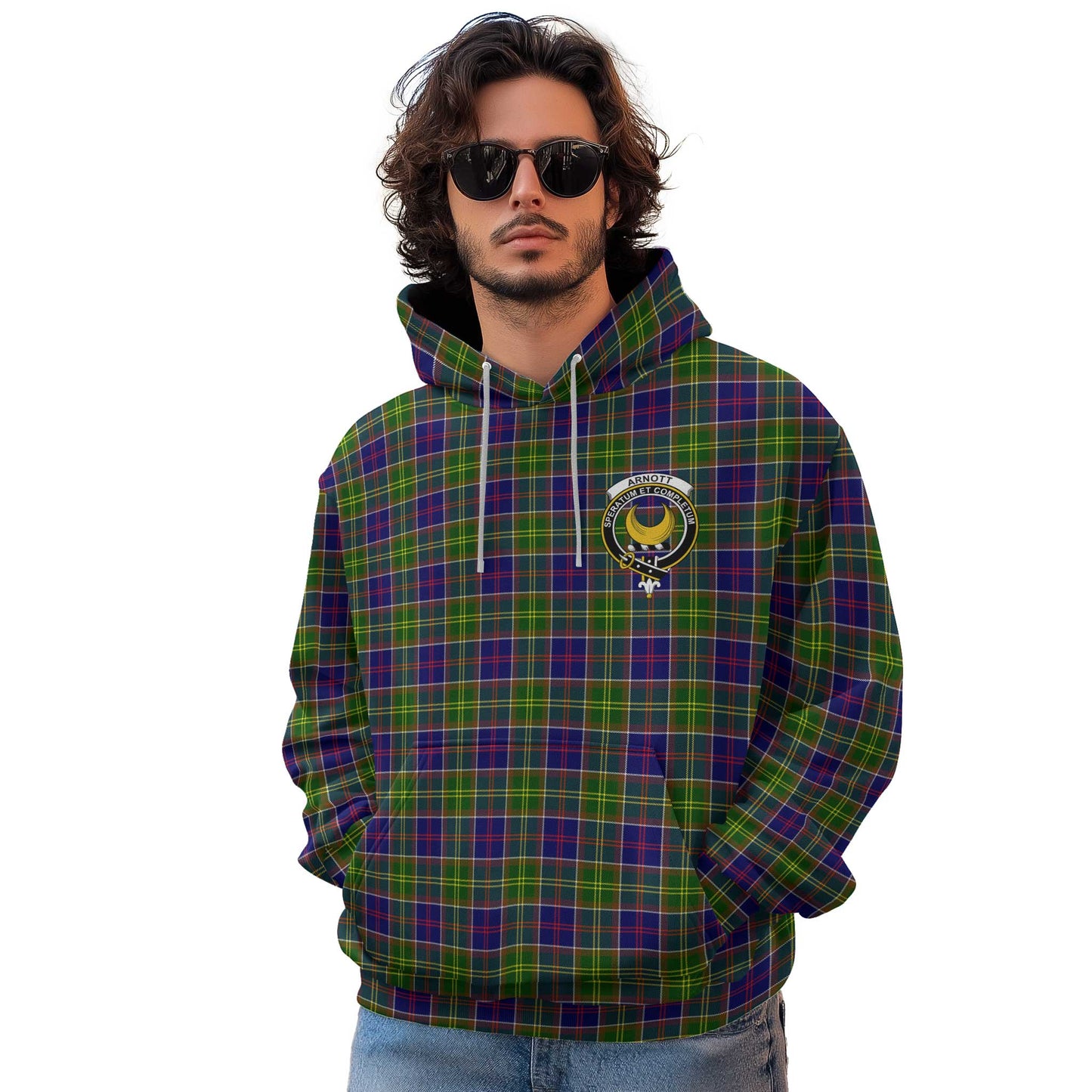 Clan Arnott Tartan Men Hoodie Crest And Plaid Basic Style