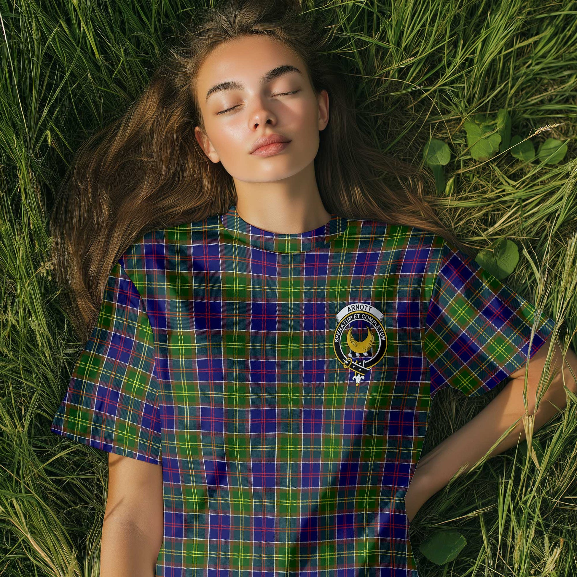 Clan Arnott Tartan Women T Shirt Crest And Plaid Basic Style