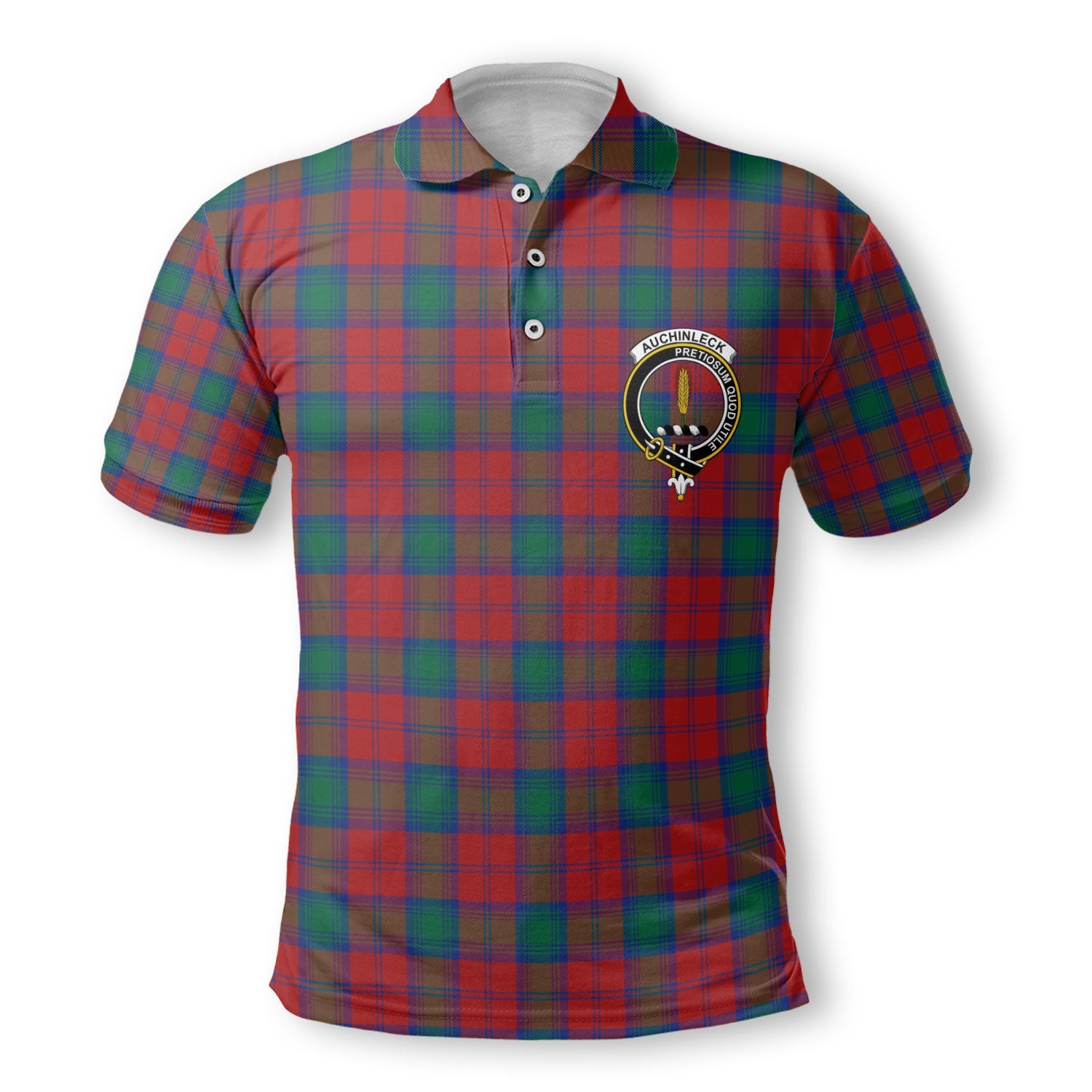 Clan Auchinleck Tartan Golf Men Polo Shirt Crest And Plaid Basic Style